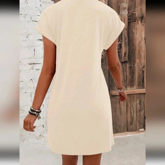 Women's Summer Eye Print Round Neck Bat Sleeve Casual Dress - Picture 5 of 5
